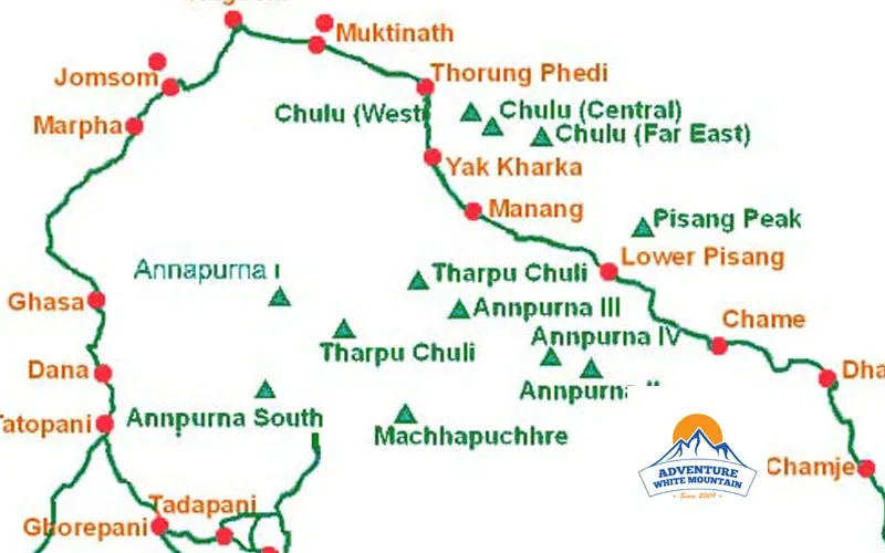 Jomsom muktinath trek route map