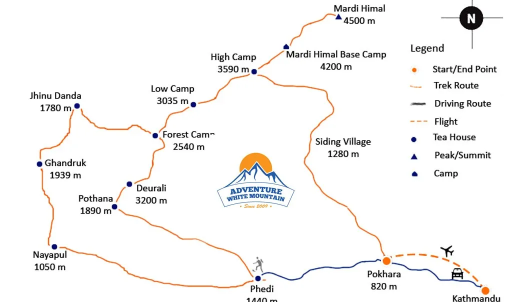 Mardi Himal Trek Map